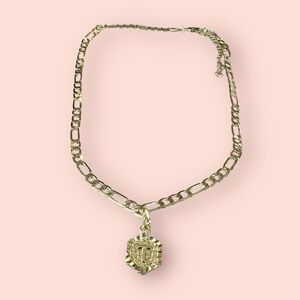Gold Plated Hexagon Necklace Initial T Charm Necklace Bracelet NWT